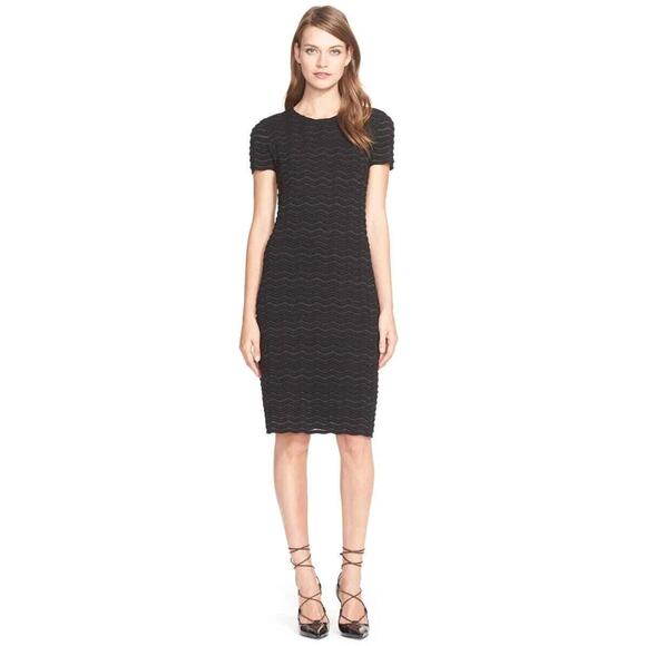 Tory Burch Metallic Stripe Lurex Fitted Dress - S Black - Picture 1 of 3